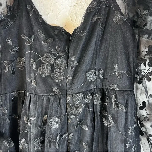 Lulu's Darling Charisma Black Mesh Embroidered Midi Dress - Picture 11 of 15